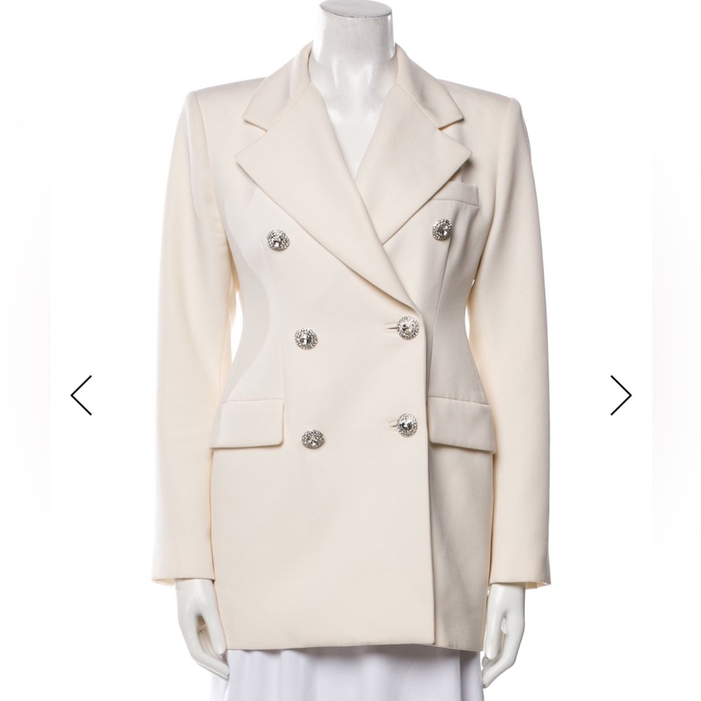 Alessandra Rich wool Cream Double-Breasted Blazer